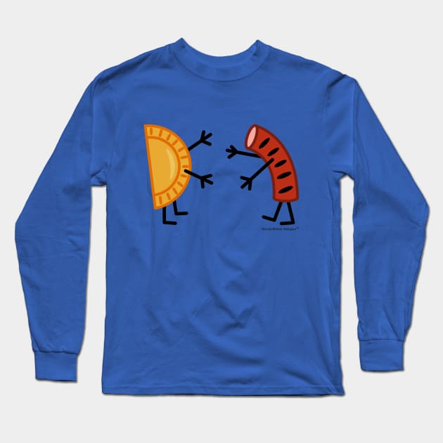 Friendly Polish Foods - Pierogi and Kielbasa Long Sleeve T-Shirt by SmokyKitten